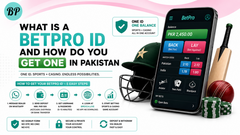 BetPro ID in Pakistan guide showing how to get a BetPro account through an authorized dealer.